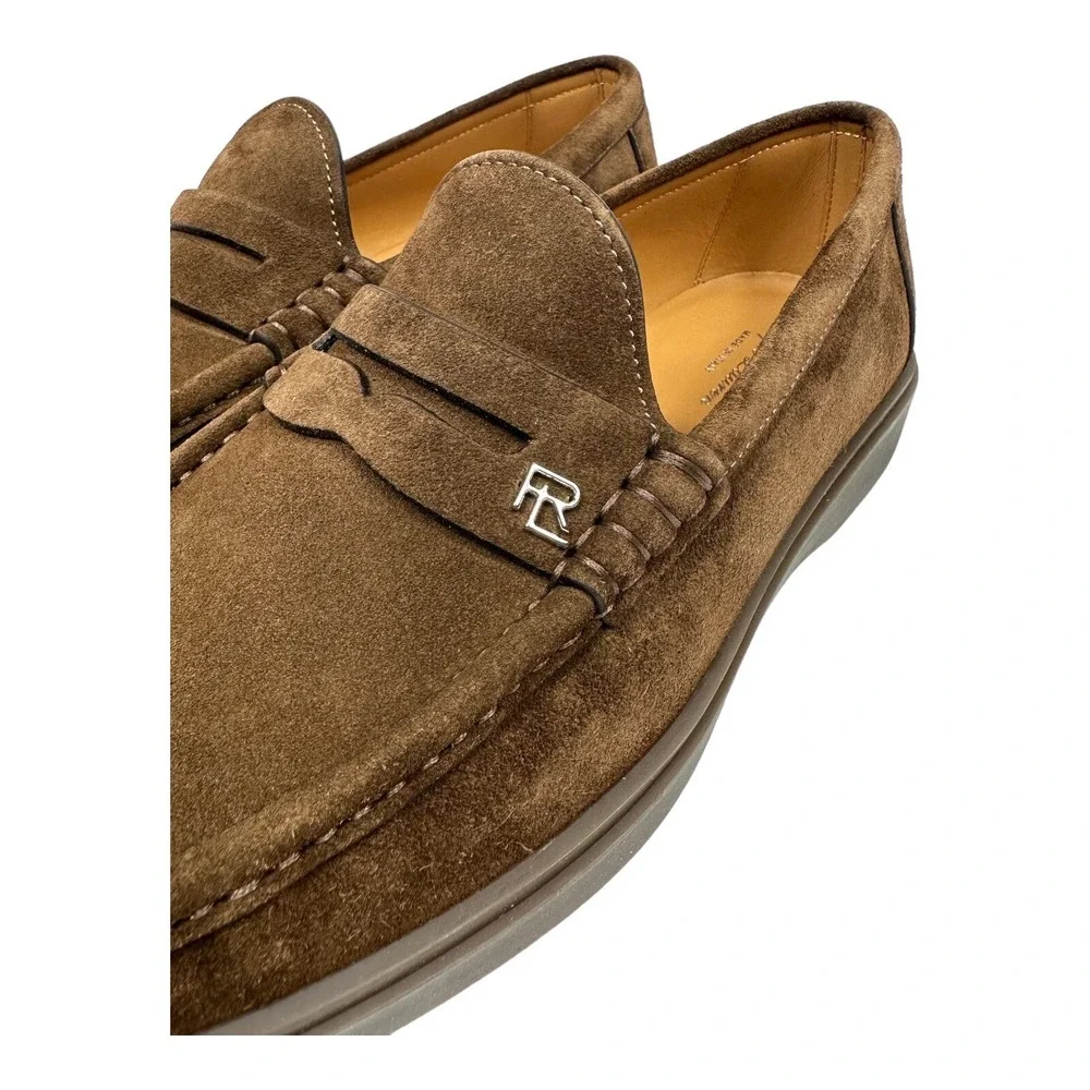 Ralph Lauren Purple Label Begley Brown Calf Suede Mens Penny Loafer 7.5 D NWB